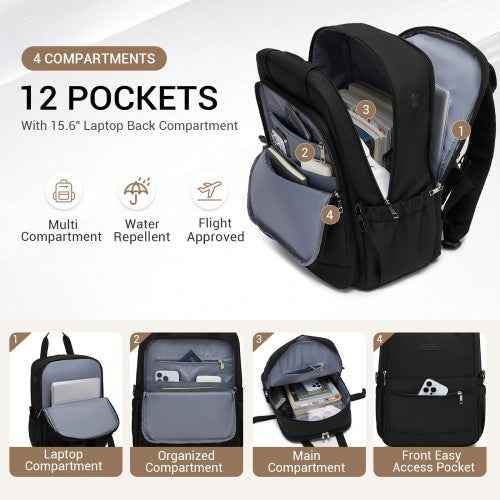 Kono Smart Water-Resistant Laptop Backpack