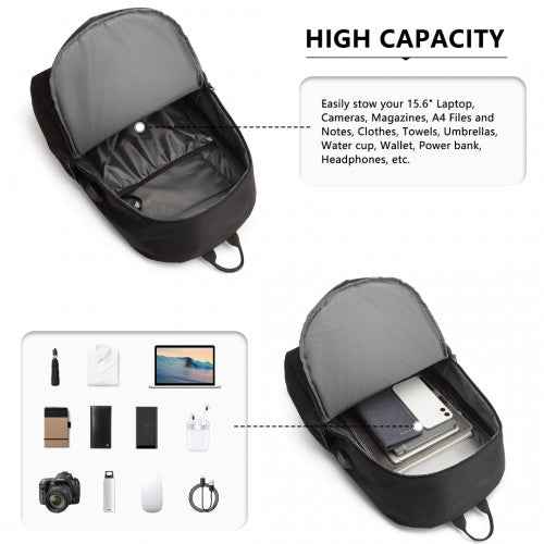 Kono Glow In The Dark Waterproof USB Charging Backpack With Pencil Case