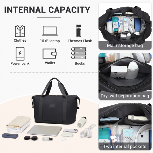 The Clever Kono Expandable Travel Duffle Set with Matching Pouch