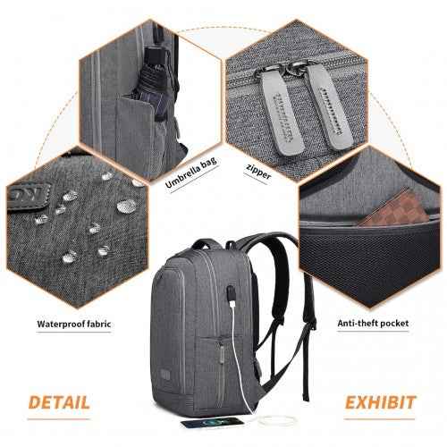 Kono Multi-Compartment Backpack with USB Port