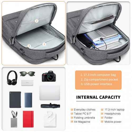 Kono Multi-Compartment Backpack with USB Port