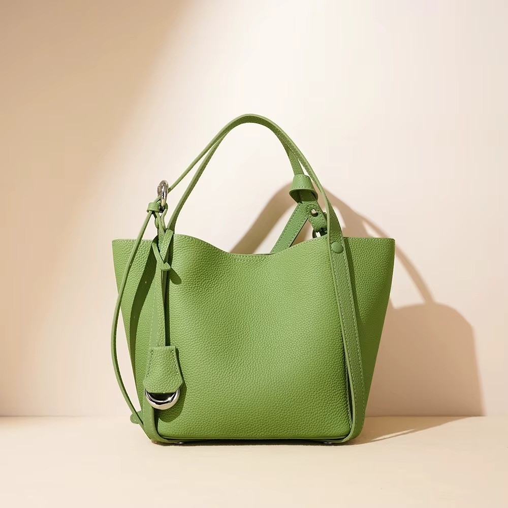The Dawn Drift — genuine leather shoulder bag in Fresh Green